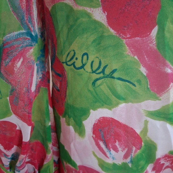Lilly Pulitzer Elsa Blouse In Pink And Blue Floral Print Size 0 - Picture 2 of 8